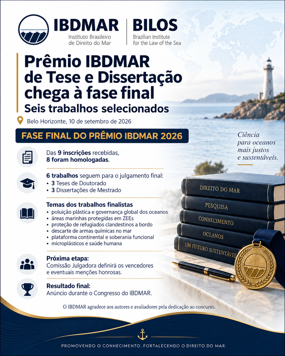 Prêmio IBDMAR de Tese e Dissertação chega à fase final com seis trabalhos selecionados